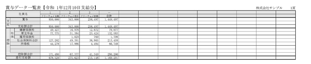 賞与データ一覧表